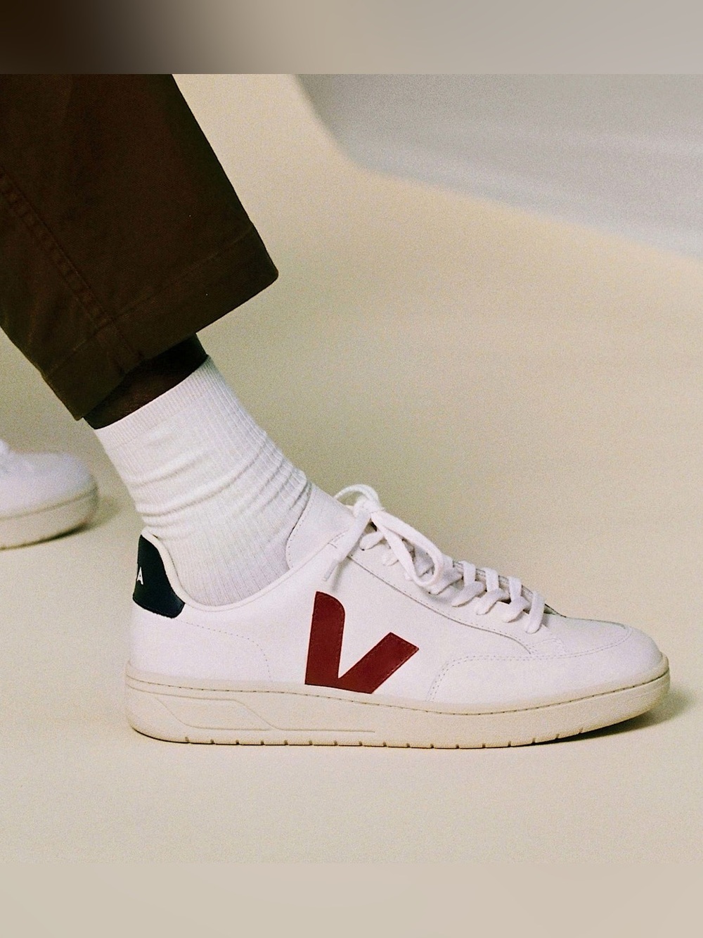 Veja V-12 Leather 'Extra White Marsala' Sneakers
